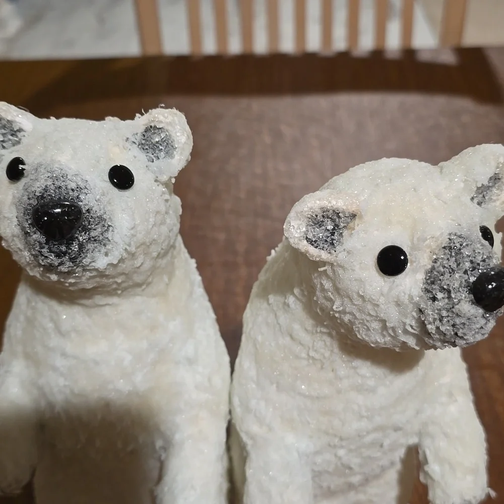 Adorable White Polar Bear Figurines - Set Of Two
